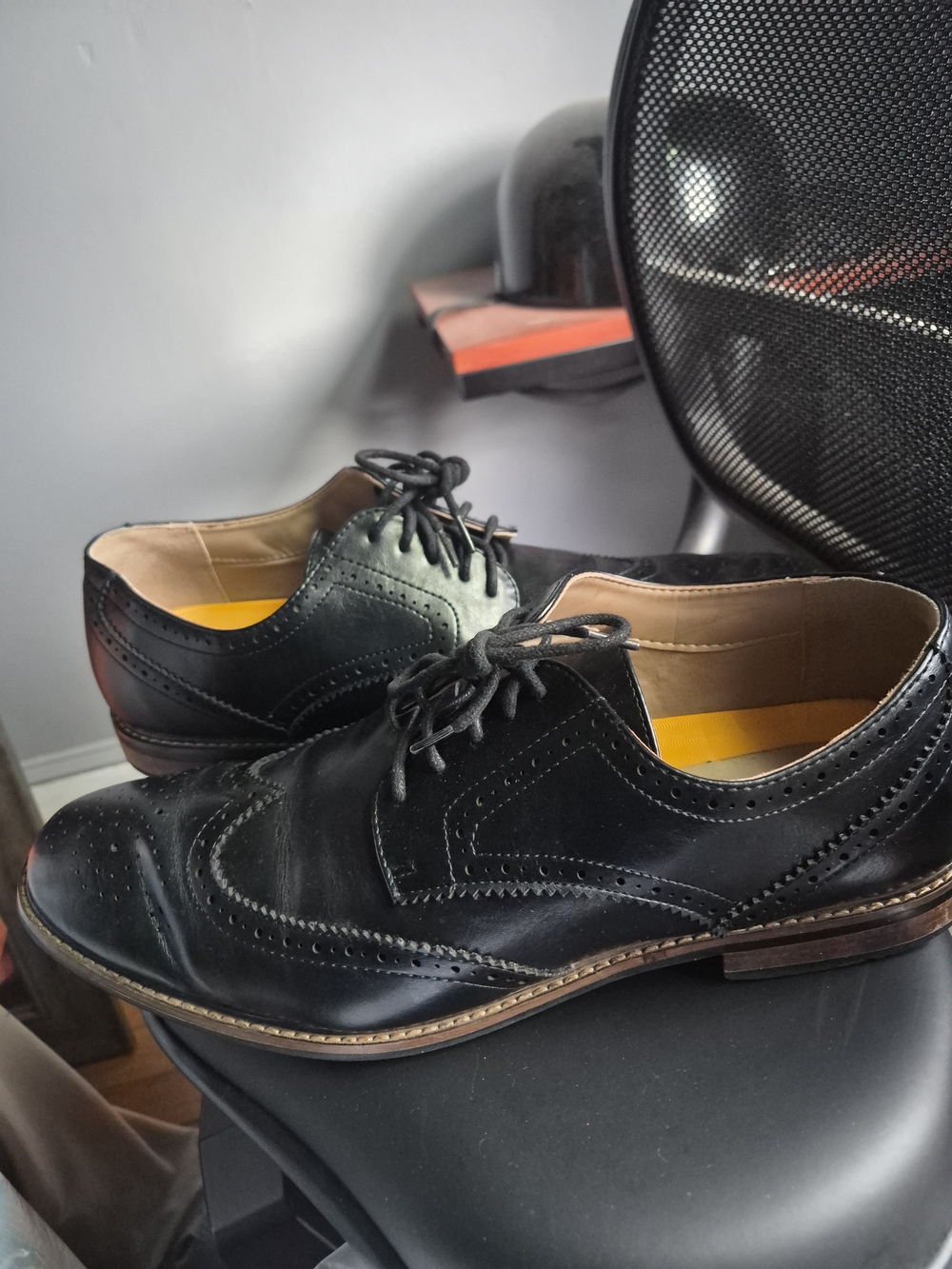 Mix No. 6 Black Leather Brogue Derby Shoes